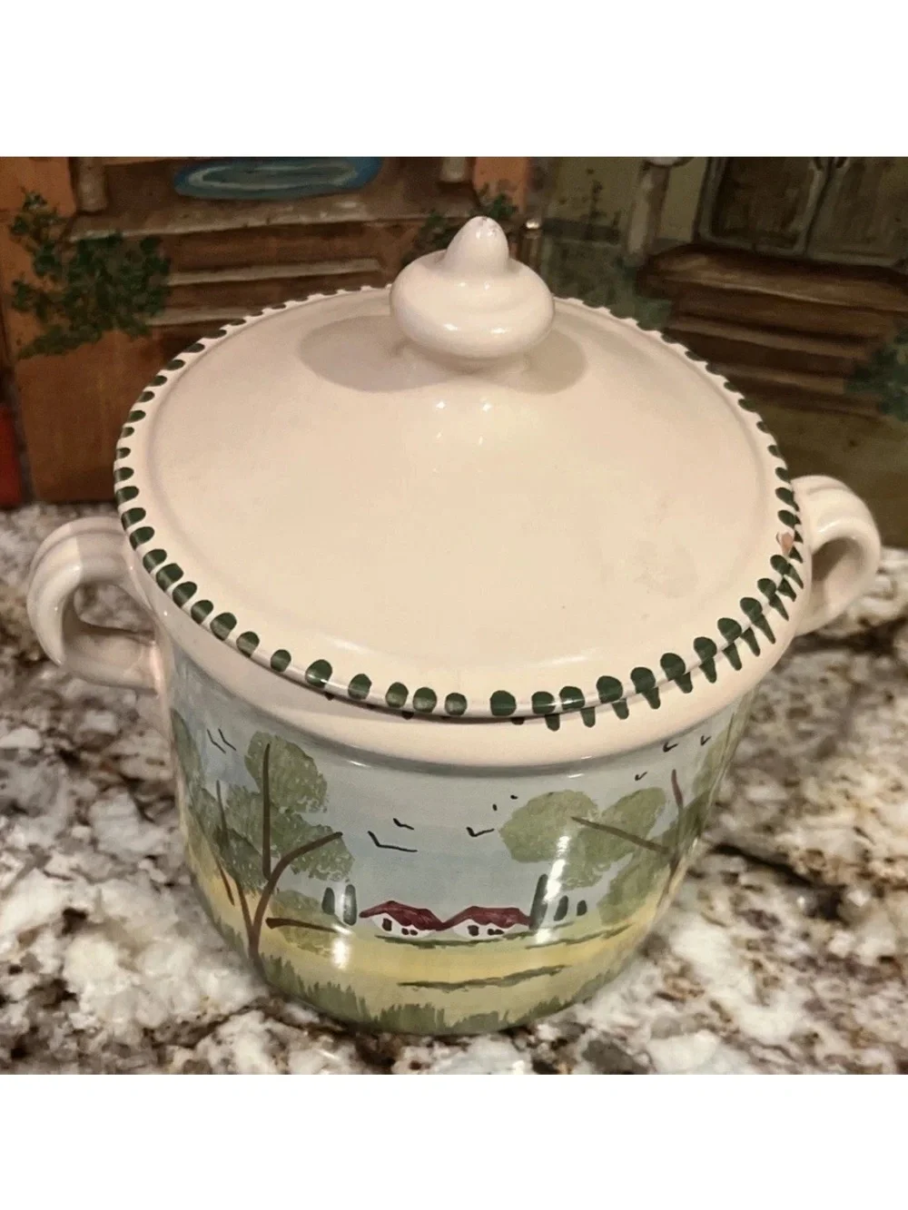 Vintage Nieman Marcus Lamas Pottery Italy Handmade Terracotta Bean Pot - NICE!